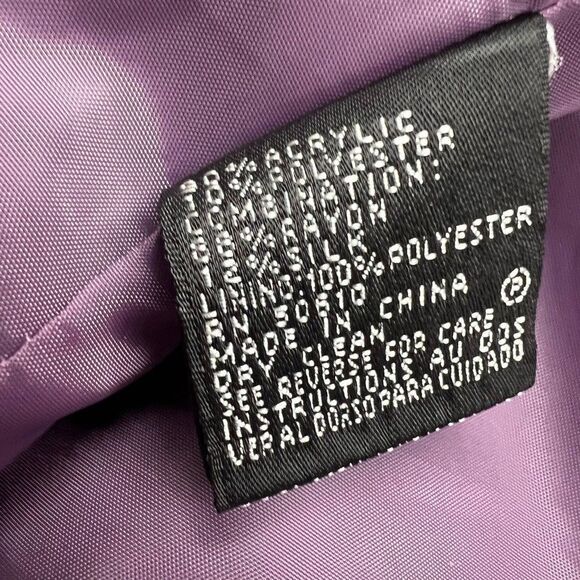 Albert Nipon Pockets Purple Tweed And Velvet 2pc Skirt Suit Set Womens Size 6P - Picture 16 of 16